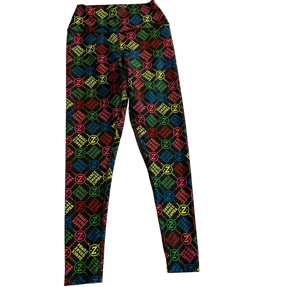 Zumba Dance Shake Leggings Colorful Logo‎ Print Fitness Workout Athleisure